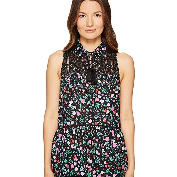 KATE SPADE GREENHOUSE LACE YOKE TOP XS - Picture 2 of 8